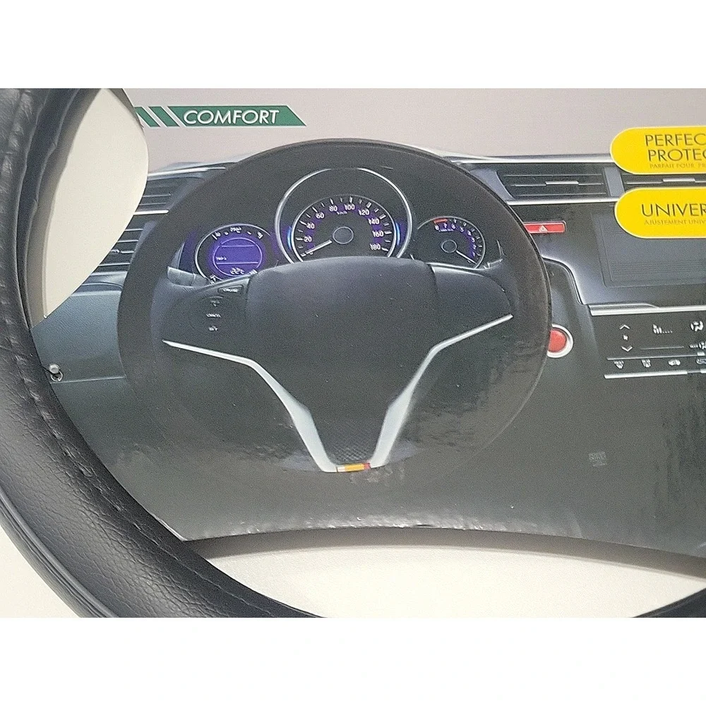 Steering Wheel Cover New Black Gray‎ Piping Shell Oil Standard Fit Comfort Grip.